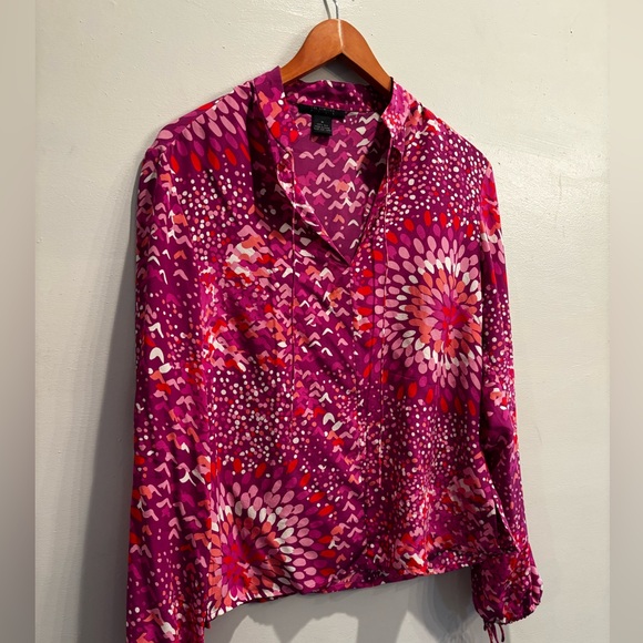 The Limited Pink and Red Patterned Button Down Shirt silk patterned lightweight - Picture 1 of 8